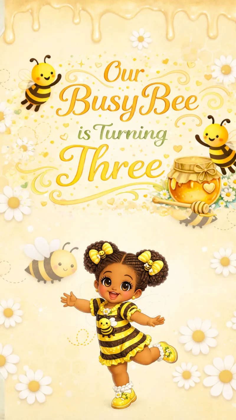 Busy Bee Turning Three Template Link