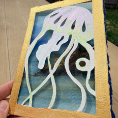 Jellyfish Cutout Watercolor, June 20, Refuge Coffee Collab, Anchorage, AK