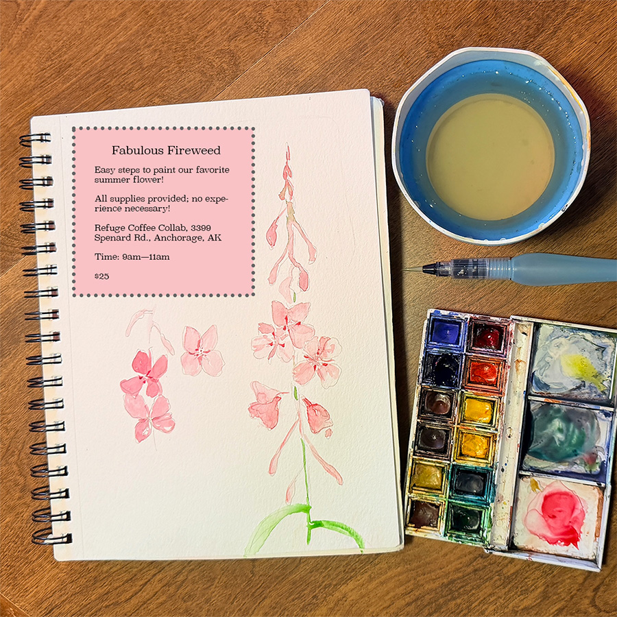 Fabulous Fireweed (how to paint our fave summer flower) Aug. 15 9am-11am