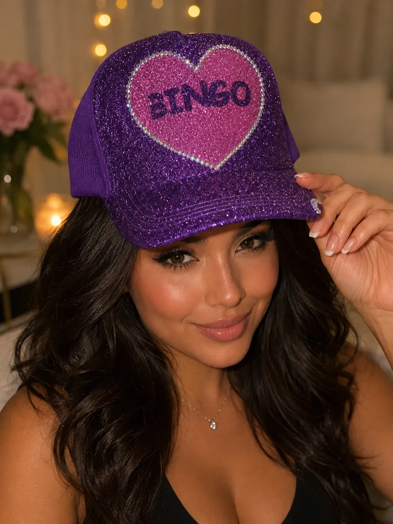 Glittery BINGO high ponytail hat
