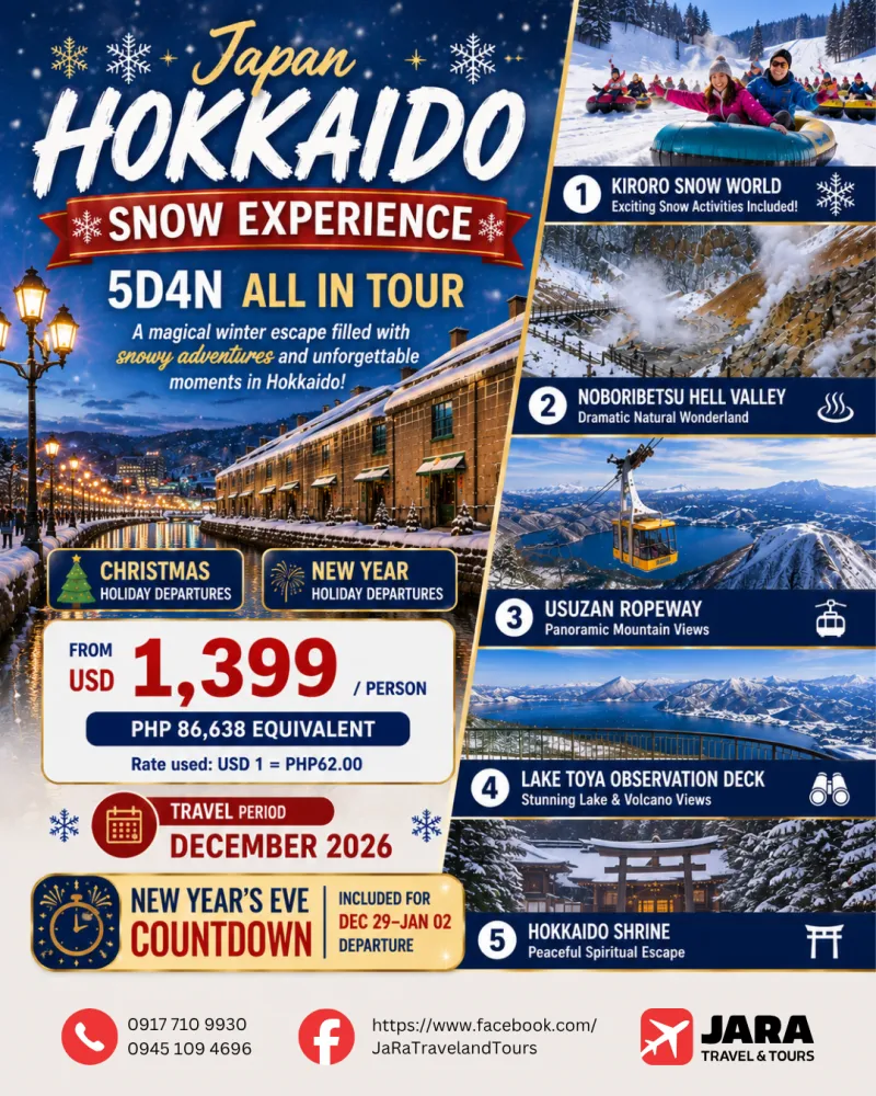 Japan Hokkaido Snow Experience 5D4N Dec 2026