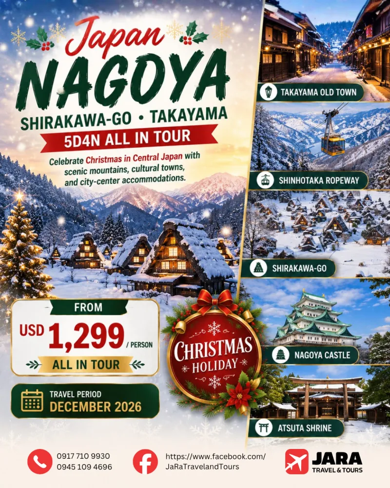 Japan Nagoya, Shirakawa-go & Takayama 5D4N Dec 2026