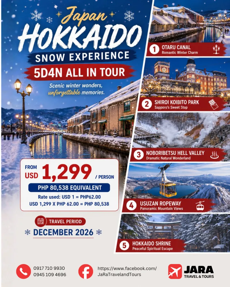 Japan Hokkaido Snow Experience 5D4N Dec 08-12 2026