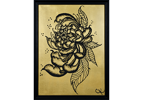 Gilded Petals: The Unfolding Peony (18" x 24")