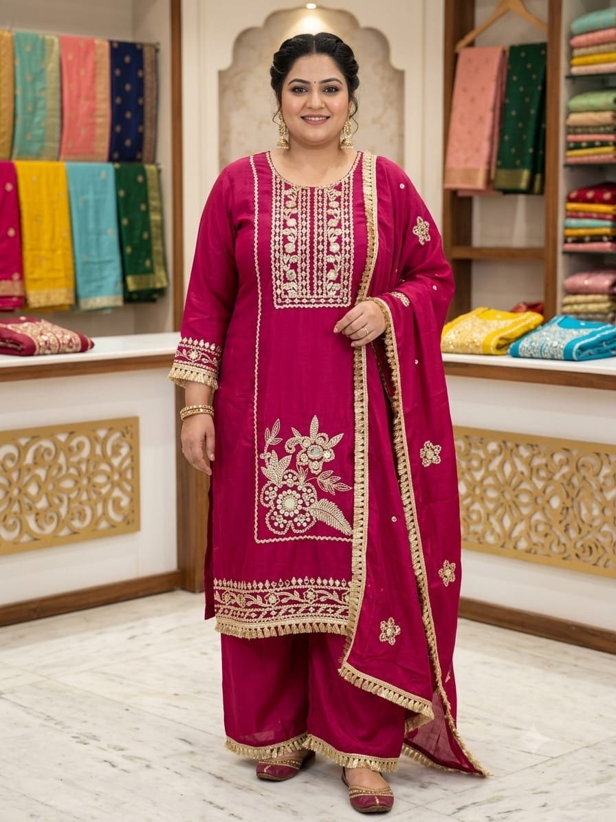 Magenta Gota Palazzo Set