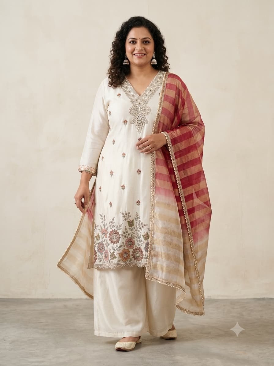 Ivory Floral Kurta Set