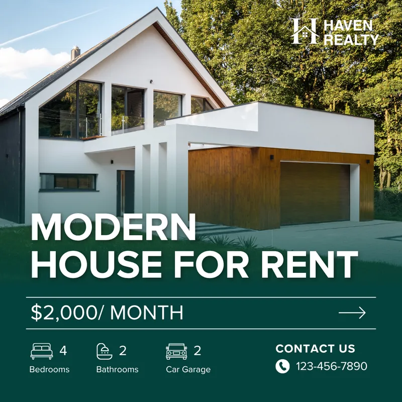 Modern house for rent social post for Haven Realty