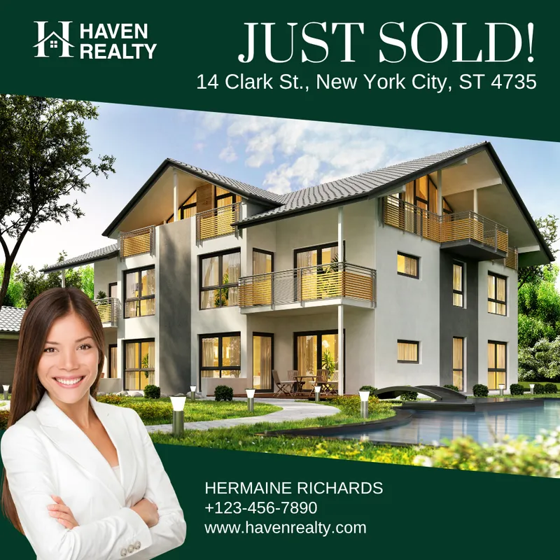 Just Sold real estate post featuring the agent and the property