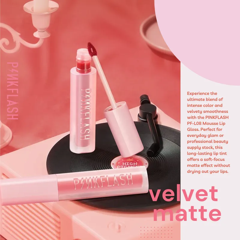 Velvet matte lipstick product post in pink