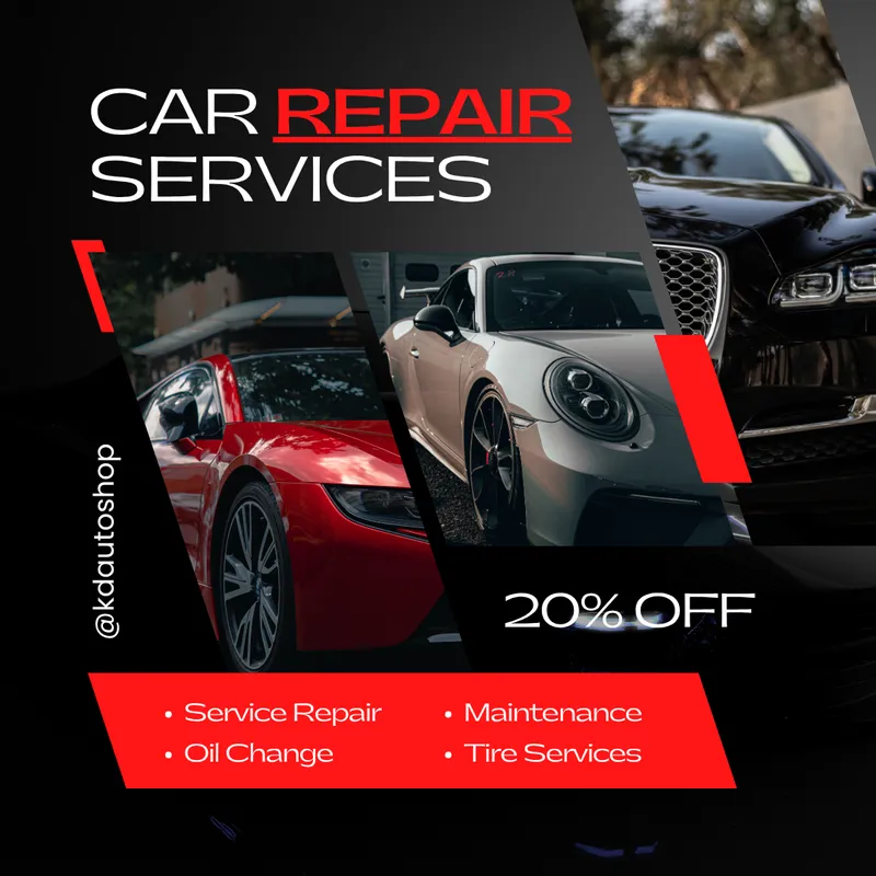 Car repair services promo post with 20% off