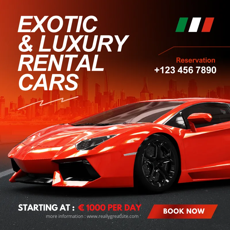 Exotic and luxury rental cars promo post