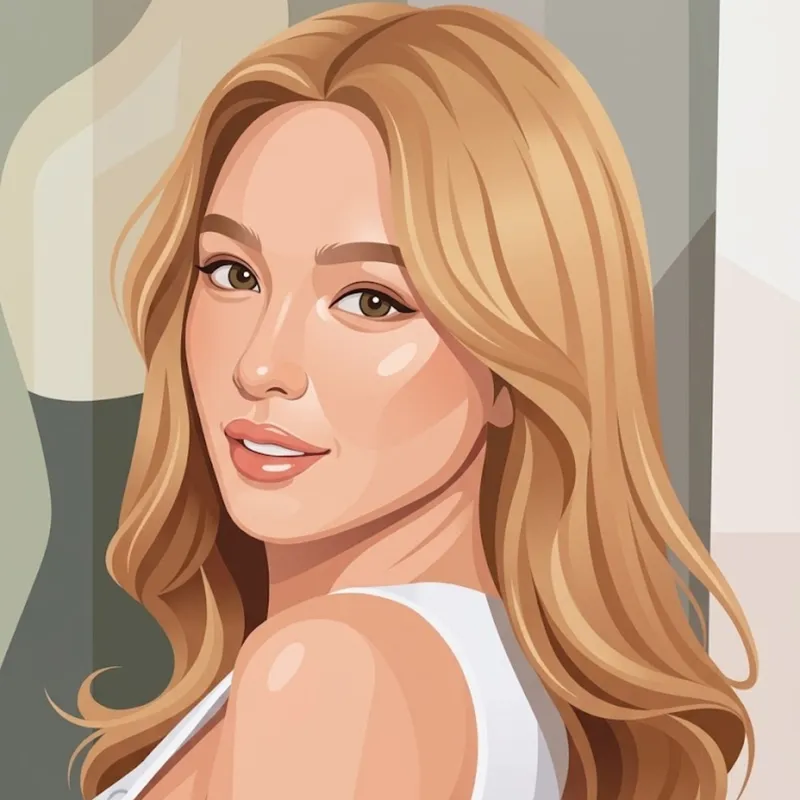 Vector portrait of a smiling woman with blonde hair