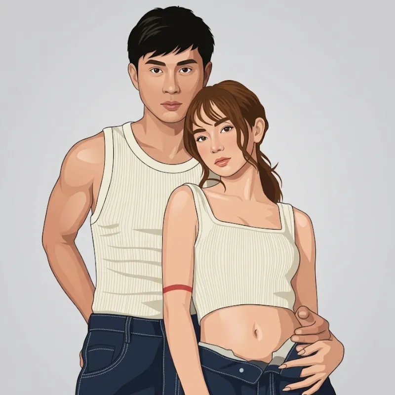 Vector portrait of a couple standing together