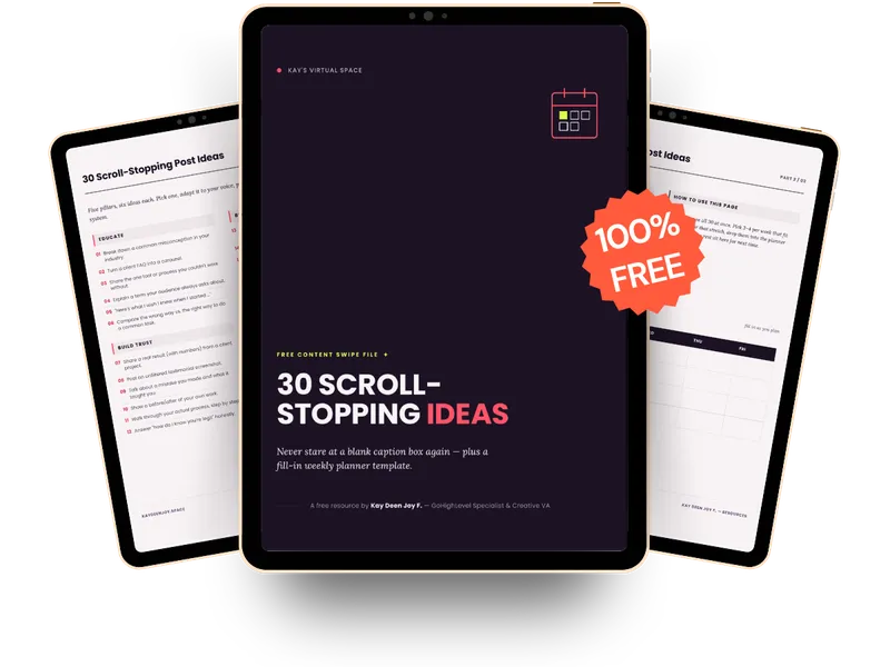 Cover of the 30 Scroll-Stopping Post Ideas swipe file