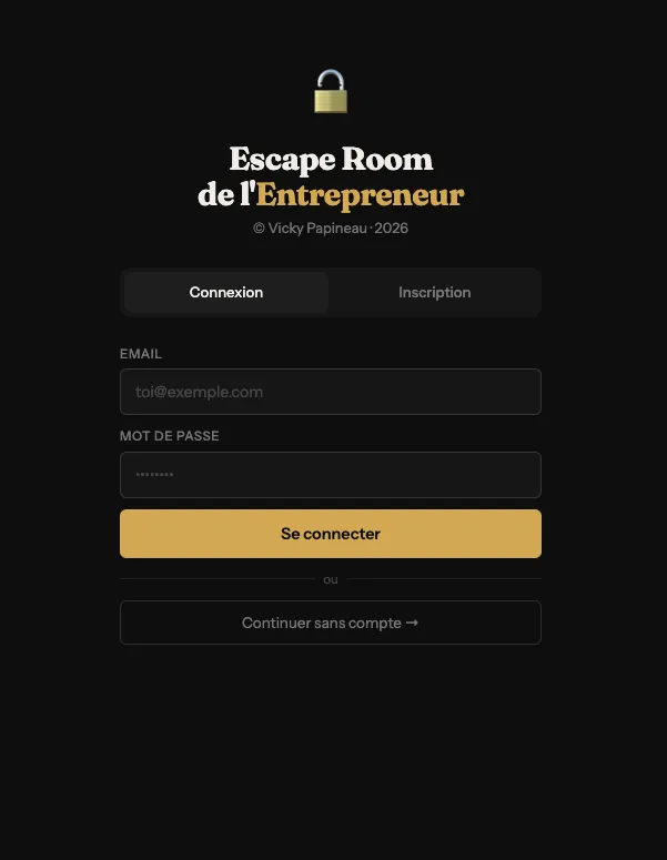 BIENTÔT-Application L'escape room de L'entrepreneur