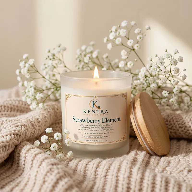 Strawberry Element Scented Candle – Natural Coconut Wax – 8 oz