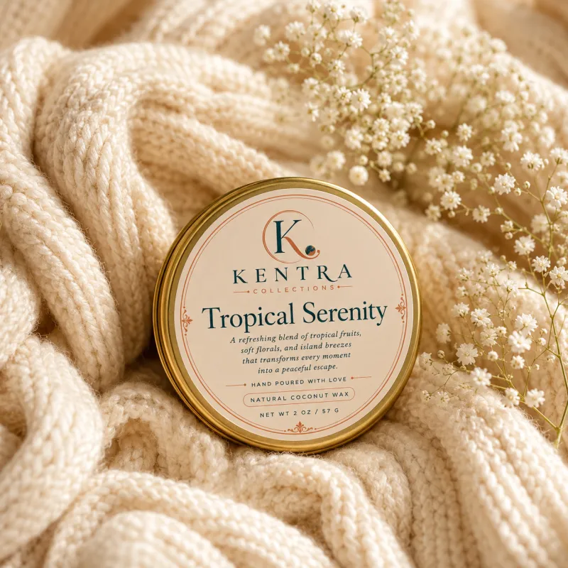 Tropical Serenity Travel Tin Candle – Natural Coconut Wax – 2 oz