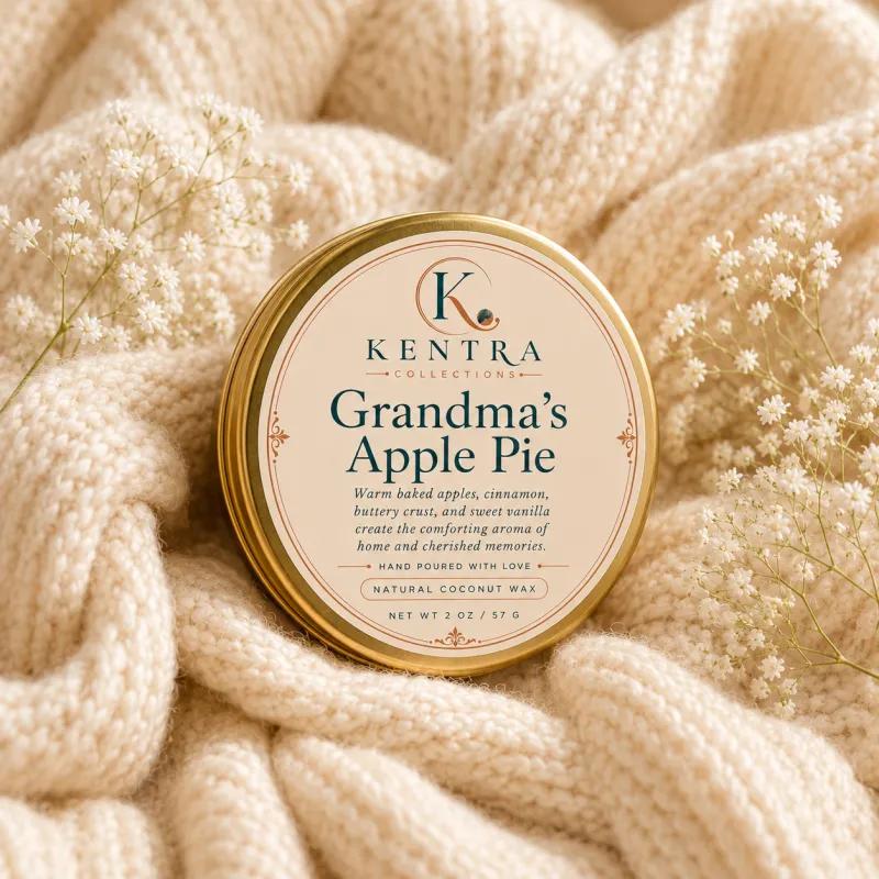 Grandma's Apple Pie Travel Tin Candle – Natural Coconut Wax – 2 oz