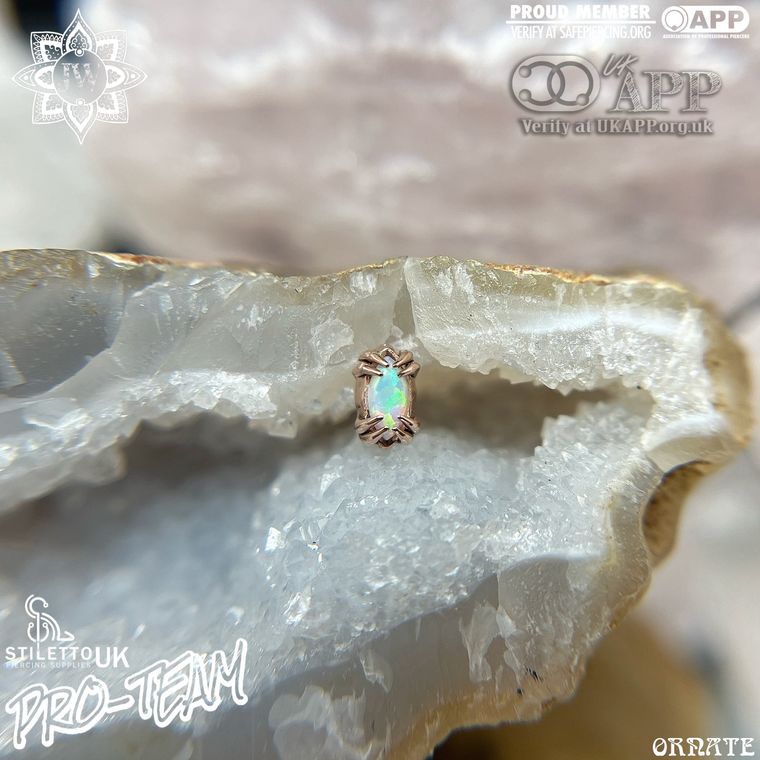 Sacred Symbols - Genuine Opal Claw Set 14k Rose Gold