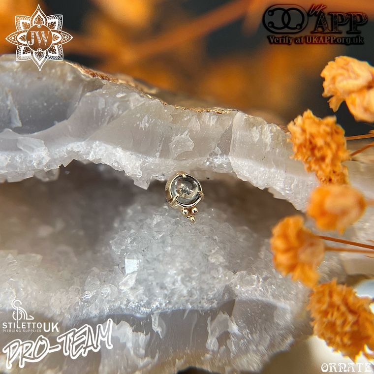 Sacred Symbols - Sapphire Prong with Tri Bead 14k Yellow Gold