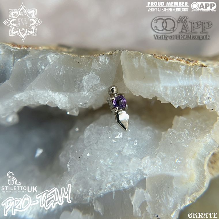 Sacred Symbols - 14k White Gold and Amethyst Dagger Point