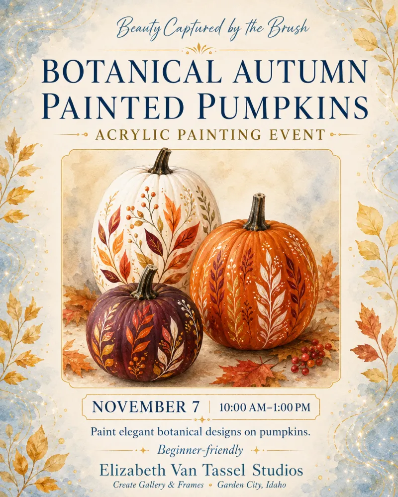 Botanical Autumn Painted Pumpkins