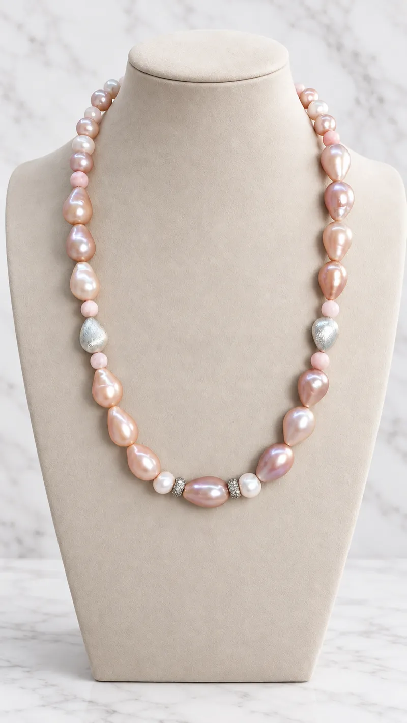 Baroque Pink Pearls Necklace