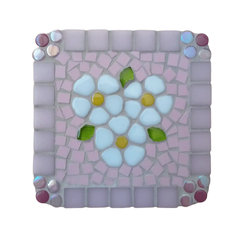 Floral trio on Pink with border