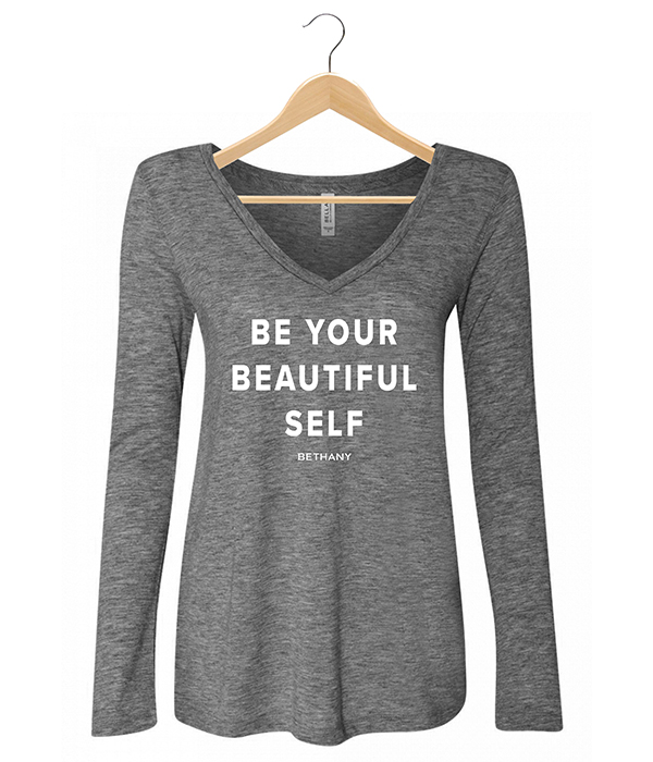 Be Your Beautiful Self Long Sleeve V-Neck