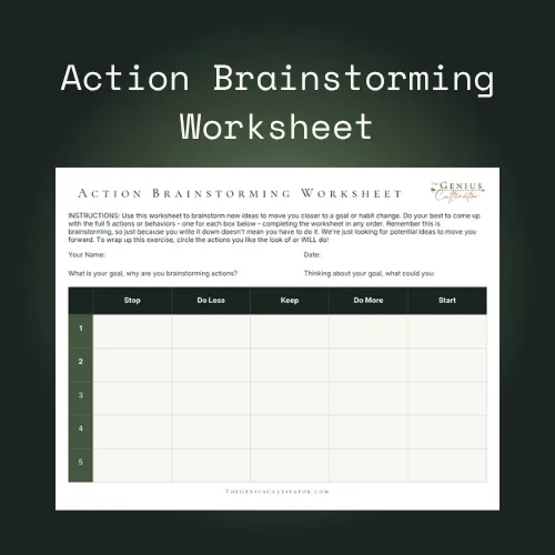 Action Brainstorming - Fillable Worksheet
