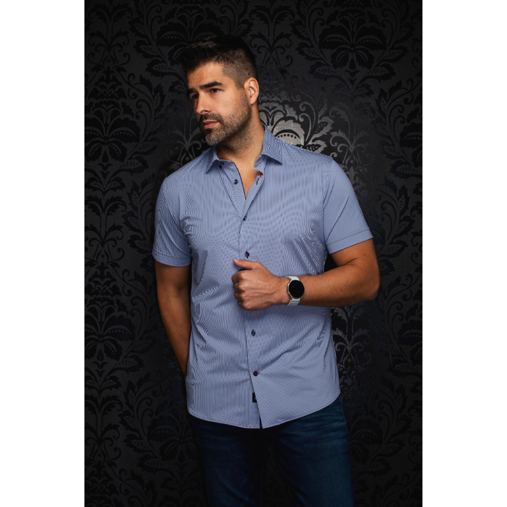 SHORT-SLEEVED PERFORMANCE SHIRT | VOLTA, NAVY