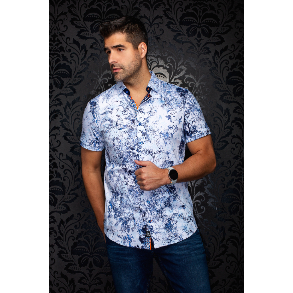 STRETCH SHORT-SLEEVED SHIRT | MADEIRA — LIGHT BLUE