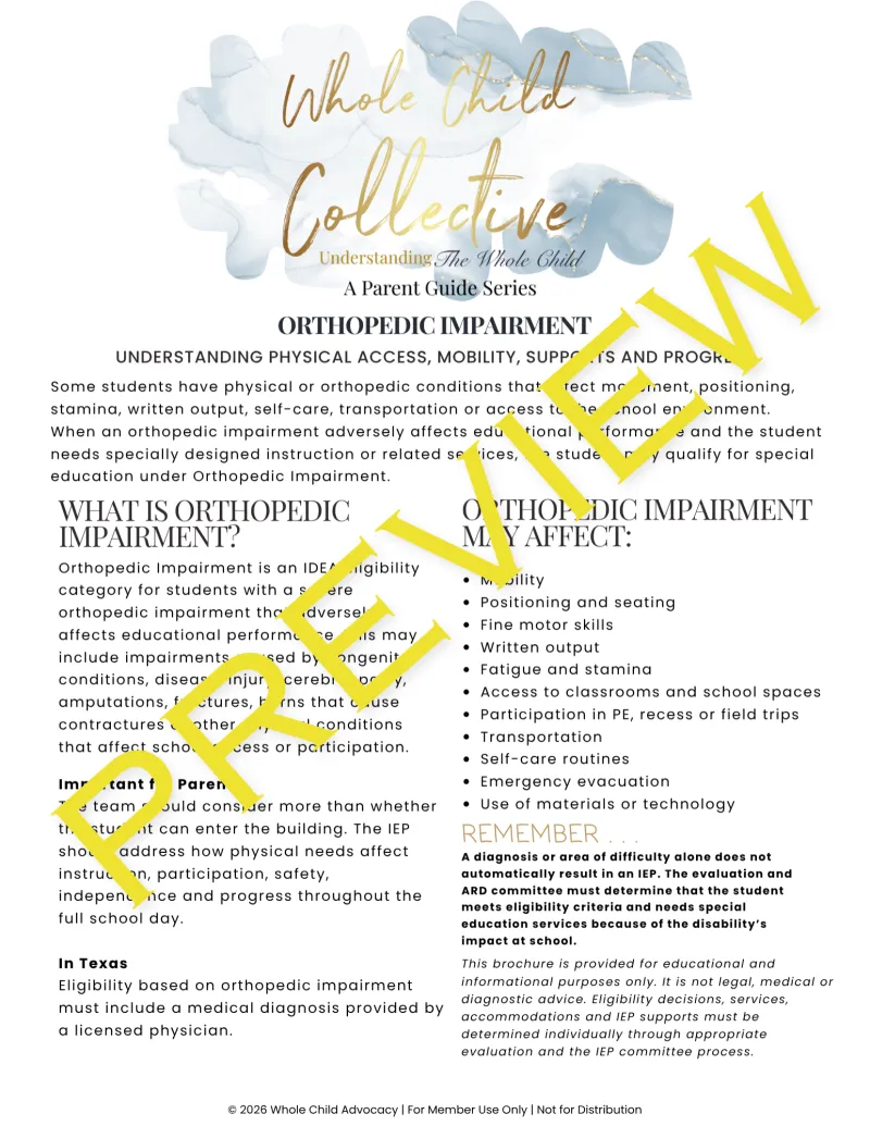 Orthopedic Impairment Parent Guide: Understanding Physical Access, Mobility, Supports, and Progress
