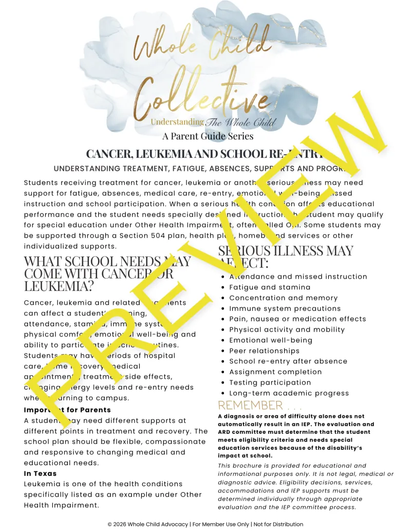 Cancer, Leukemia & School Re-Entry Parent Guide: Understanding Treatment, Fatigue, Absences, Supports, and Progress