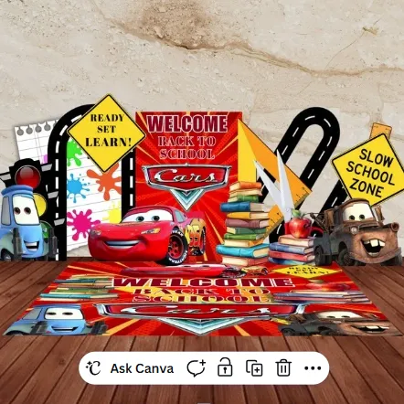 Disney Cars Back to School Canva Template Bundle