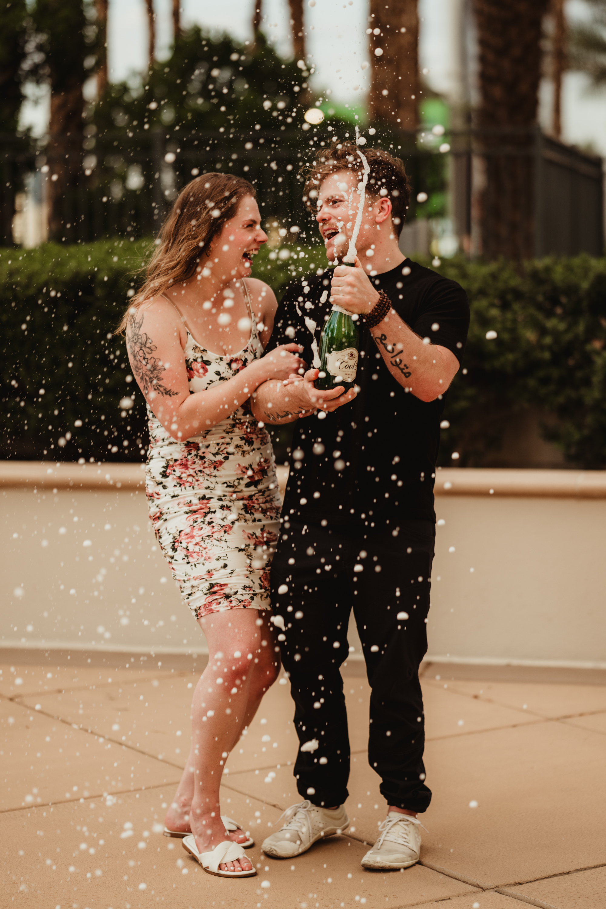 Becca and Matt celebrating