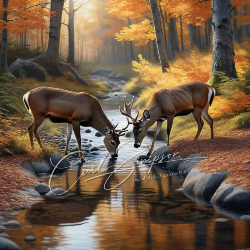 Deer Drinking From a Stream