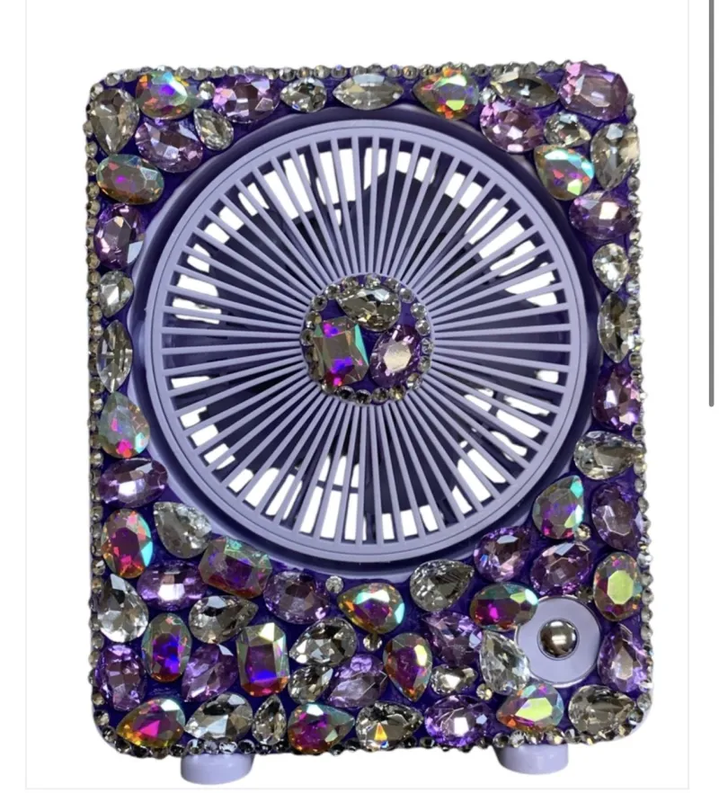Big Stone Square Desktop Fan-Purple