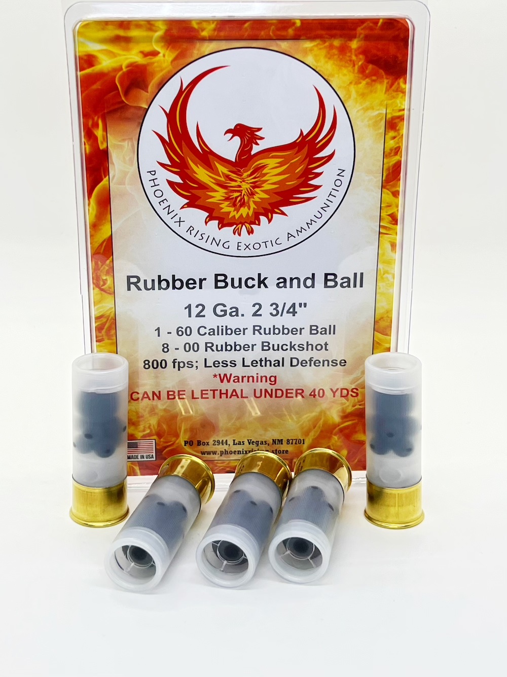 Rubber Buck & Ball 12 Gauge 2 3/4" Less Lethal Rounds 5 Pack