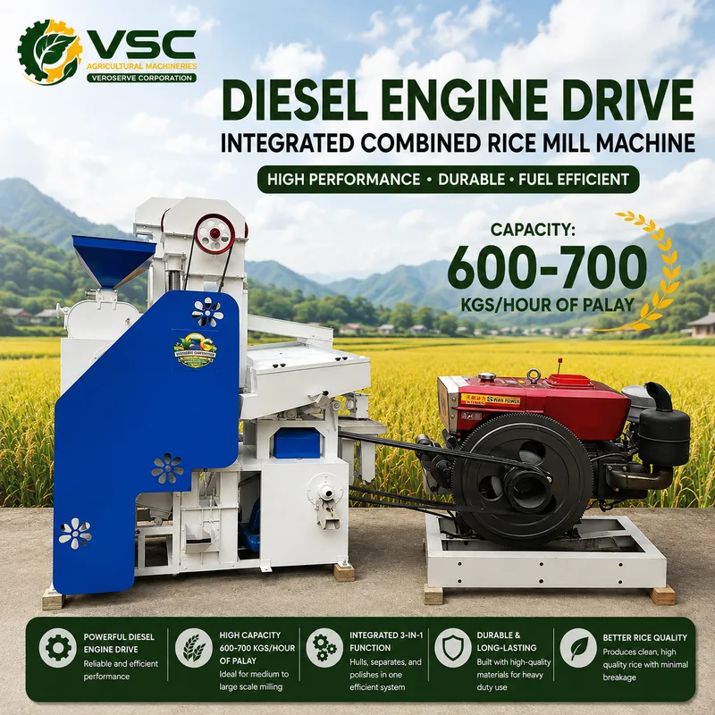 6LM Diesel Engine Drive Integrated Combined Rice Mill Machine 