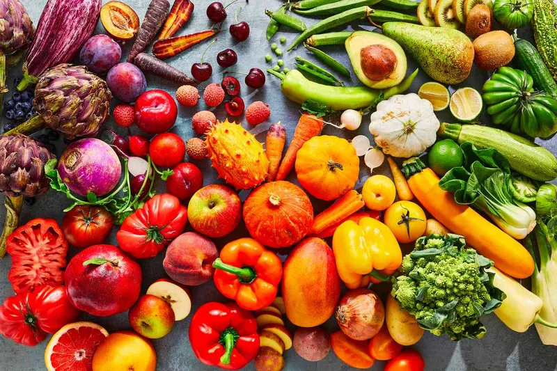 A colorful spread of fresh fruits and vegetables