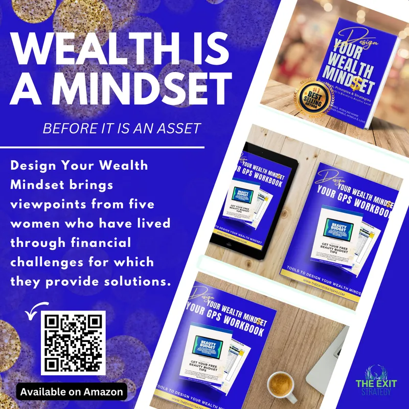 Design Your Wealth Mindset book and companion workbook, available on Amazon