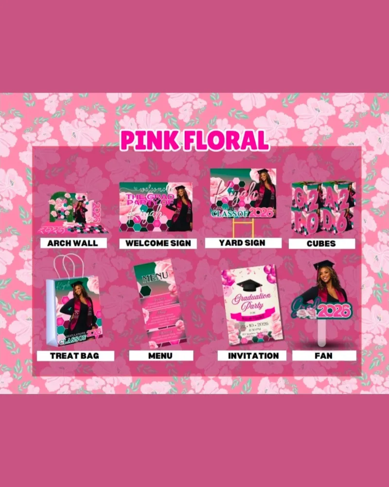 Pink Floral Graduation Bundle – Class of 2026