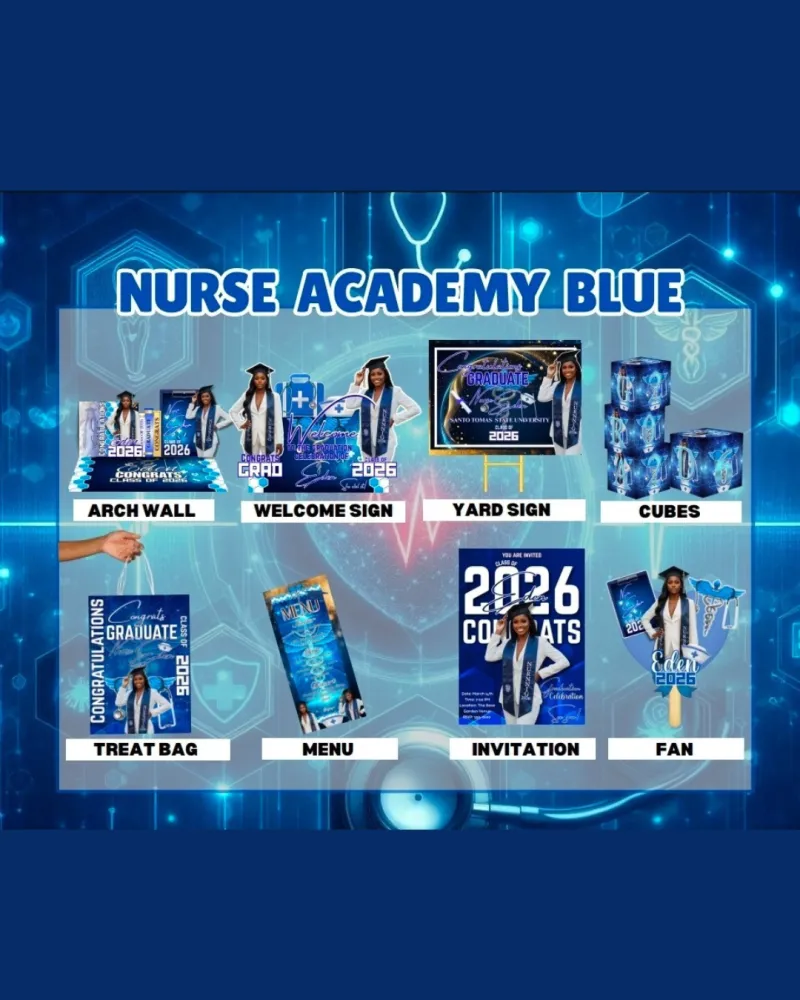 Nurse Academy Blue Graduation Bundle – Class of 2026