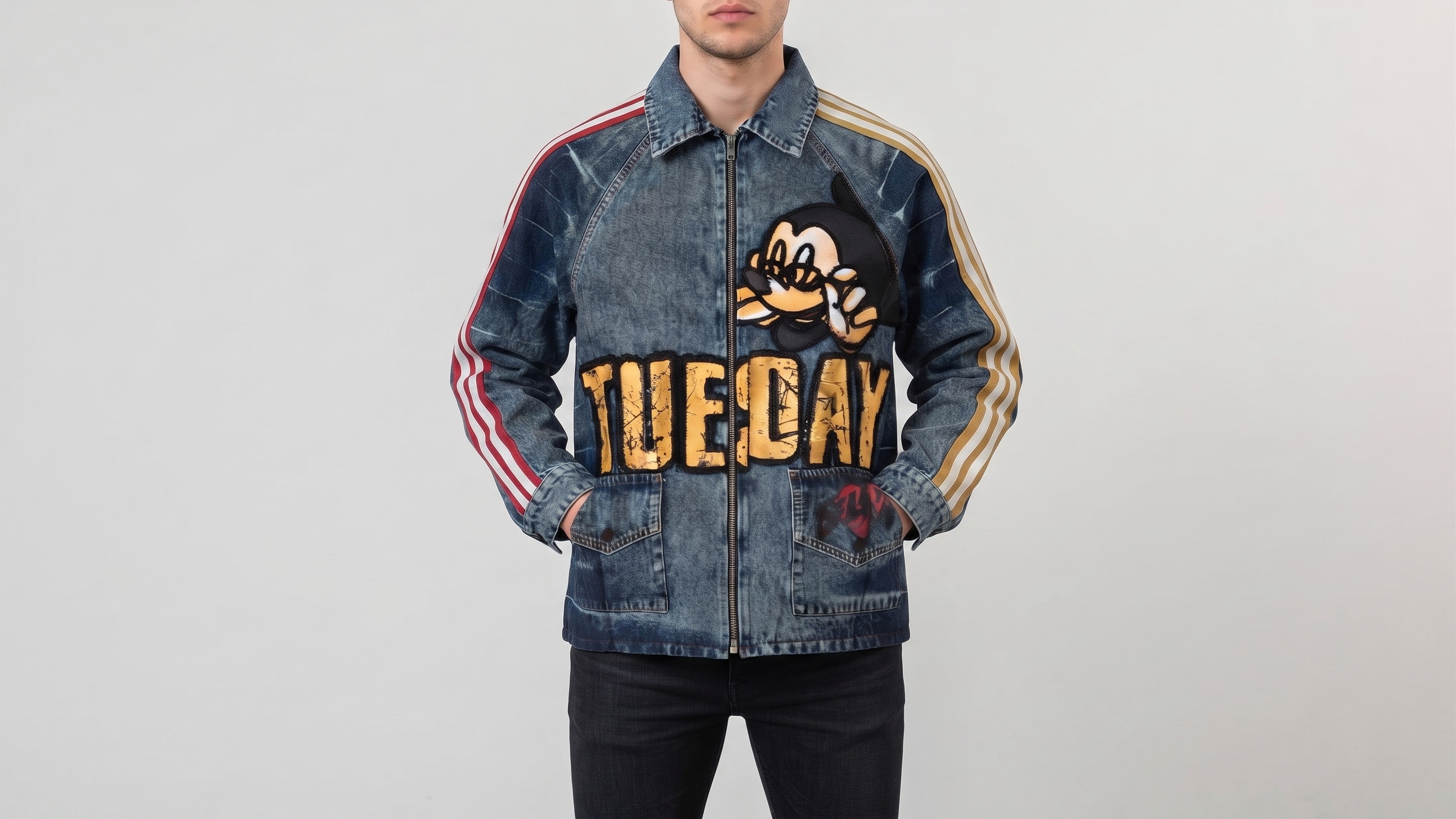 Blue Mickey Tuesday Graphic Denim Jacket