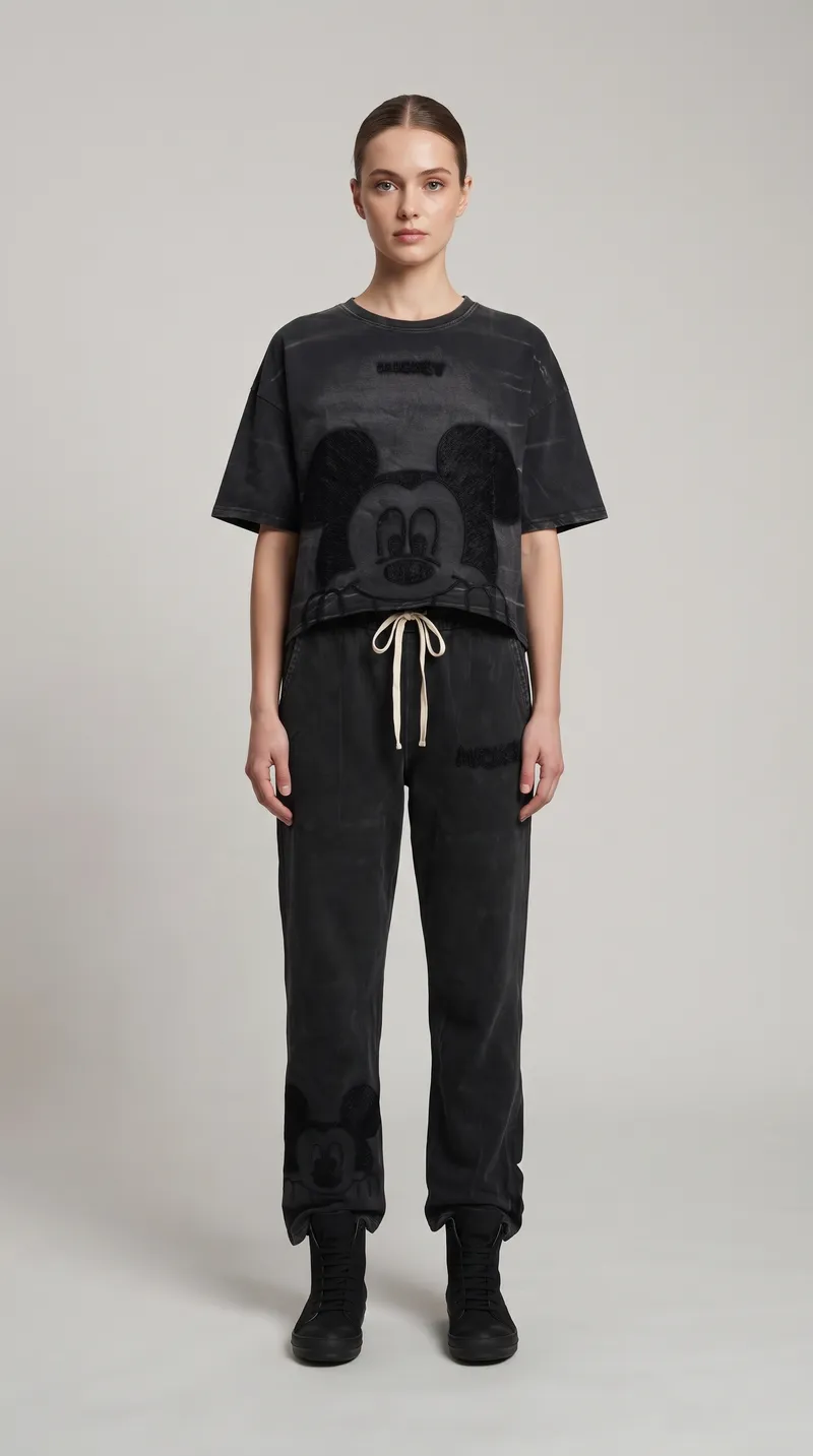 Black Mickey Mouse Monochrome Tracksuit Set