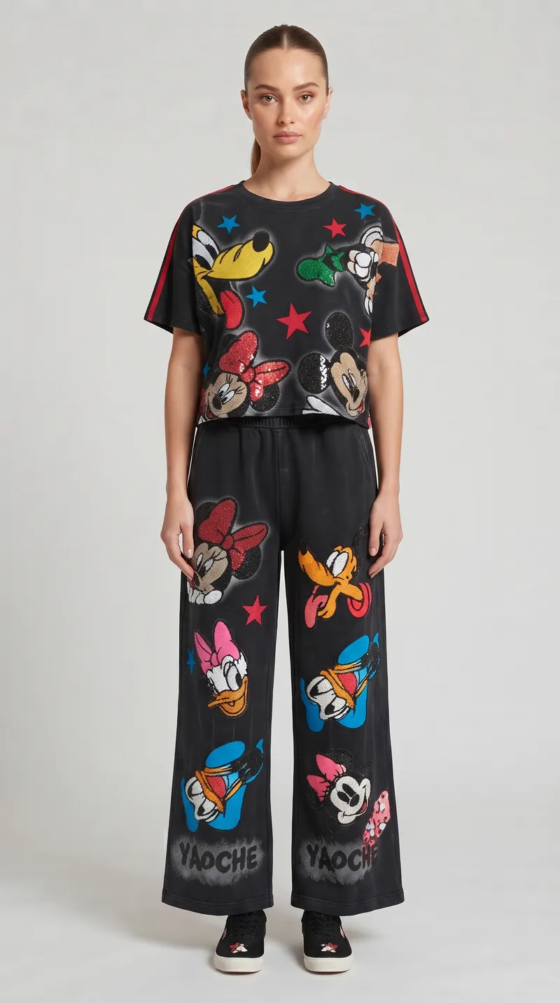 Black Mickey Character Graphic Co-Ord Set