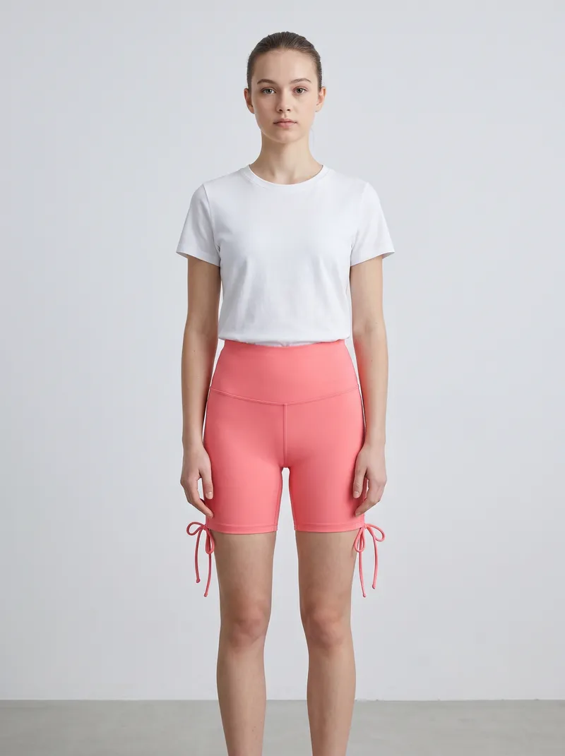 Pink Adjustable Side Tie Active Shorts
