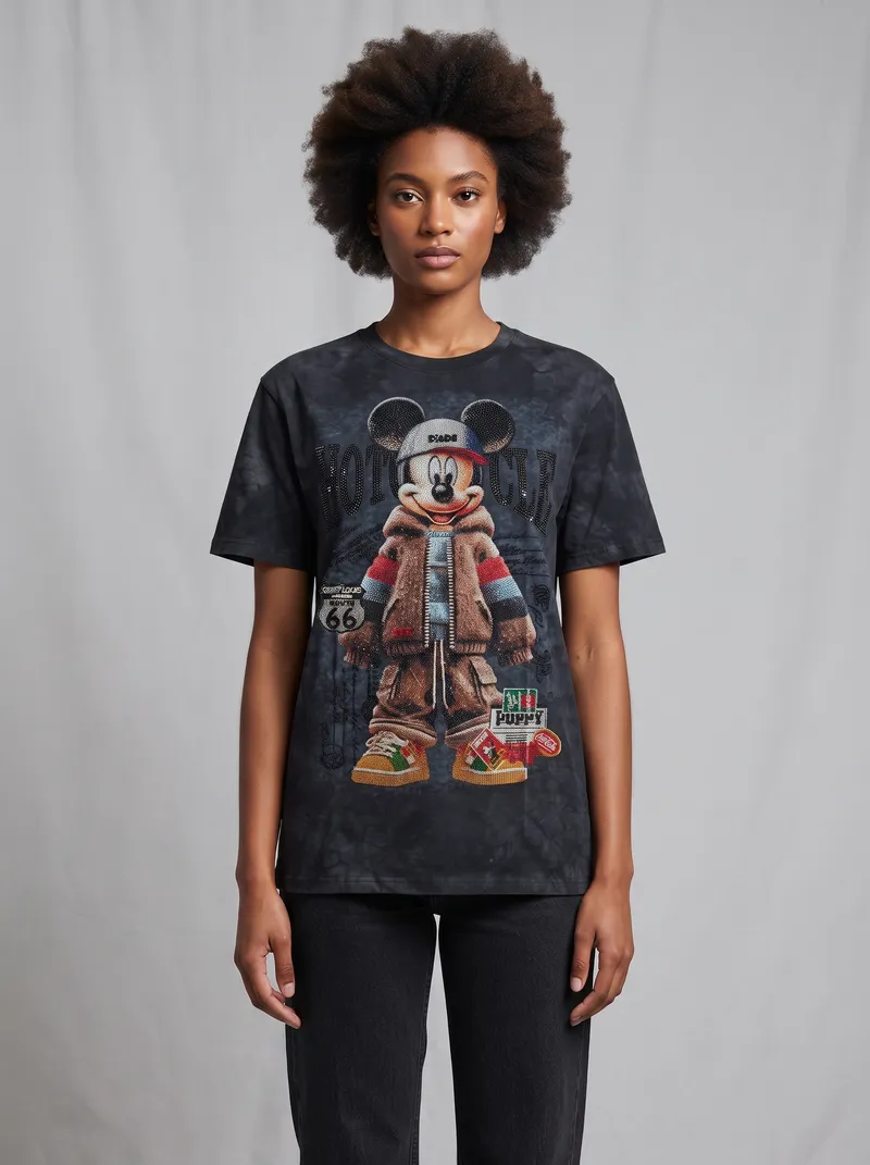 Black Mickey Downtown Streetwear Graphic T-Shirt