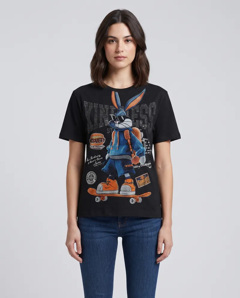 Black Bugs Bunny Skateboard T-Shirt